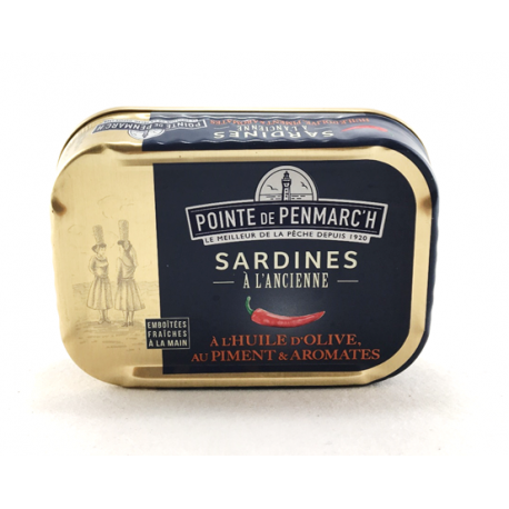 Sardine à l'huile d'olive, au piment et aromates 0.115gr Sardine à l'huile d'olive, au piment et aromates 0.115gr